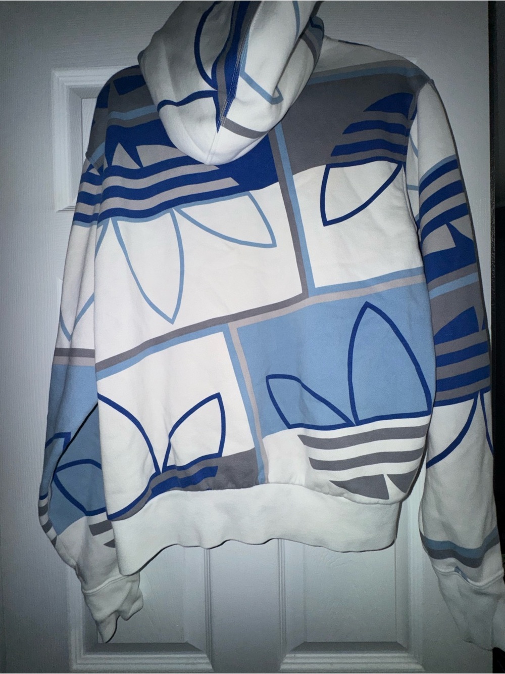 adidas Blue, Light Blue, Gray & White Graphic Pullover Hoodie - Picture 3 of 5